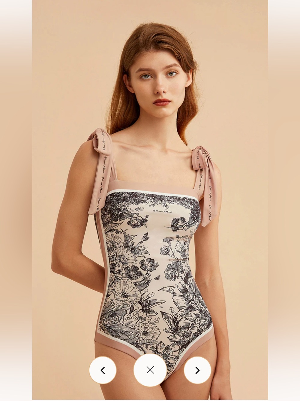 Visual Mood Women’s One-Piece Swimsuit in Blush Pink Floral
